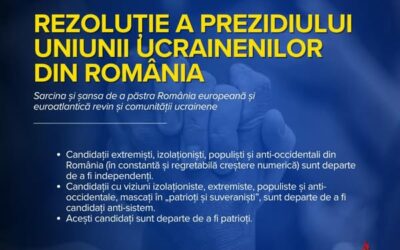 РЕЗОЛЮЦІЯ ПРИЙНЯТА ЧЛЕНАМИ ПРЕЗИДІЇ СОЮЗУ УКРАЇНЦІВ РУМУНІЇ