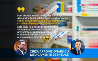 ÎNTREBARE SCRISĂ: Deficit grav de medicamente de uz urgent în România