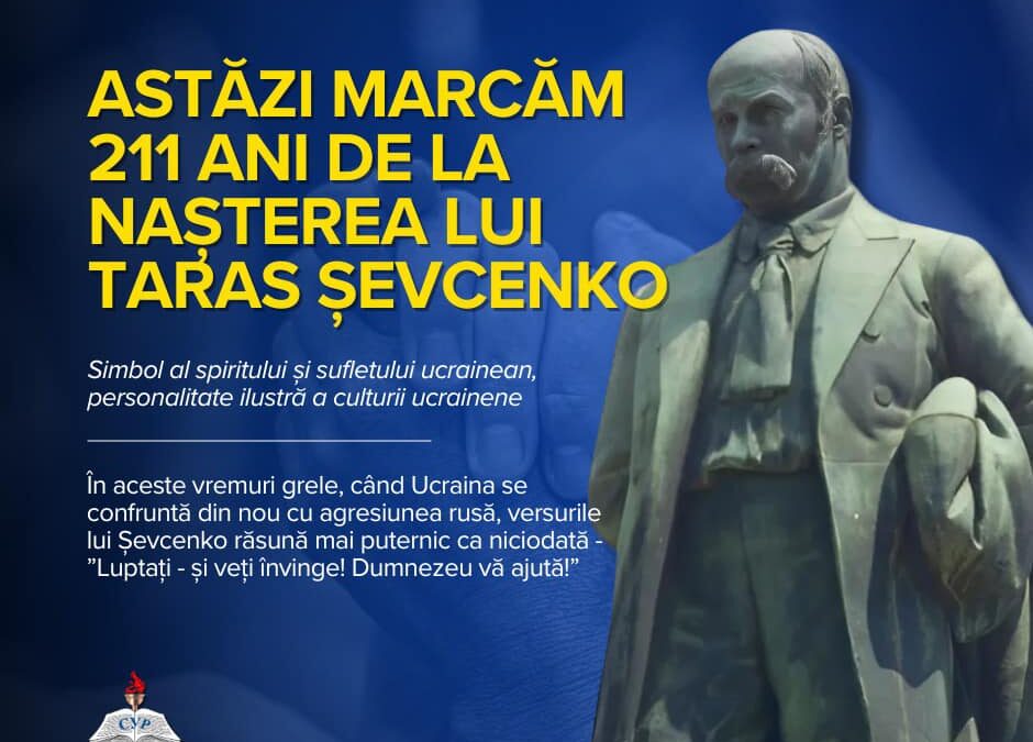 Mesajul președintelui UUR cu ocazia împlinirii a 211 ani de la nașterea lui Taras Șevcenko